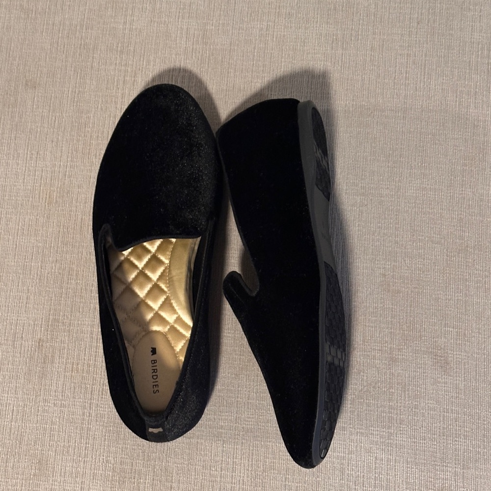 Birdies THE STARLING Black Velvet Flat Loafer Size 9